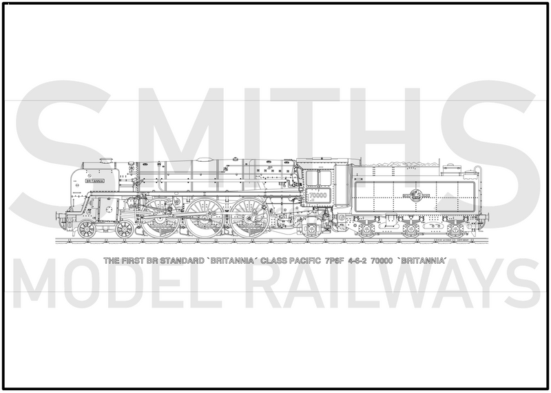 Lined Drawing (4B) BR Standard 7MT 70000 Britannia 594 x 209mm