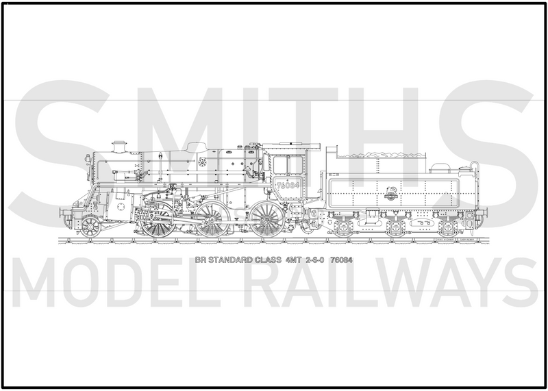 Lined Drawing (3B) BR Standard Class 4MT 76084 594 x 209mm