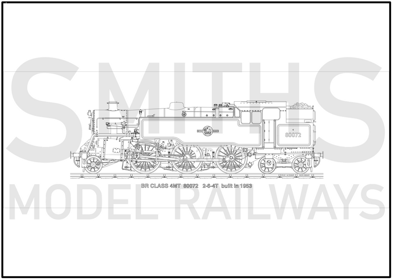 Lined Drawing (5A) BR Class 4MT Tank 80072 594 x 209mm