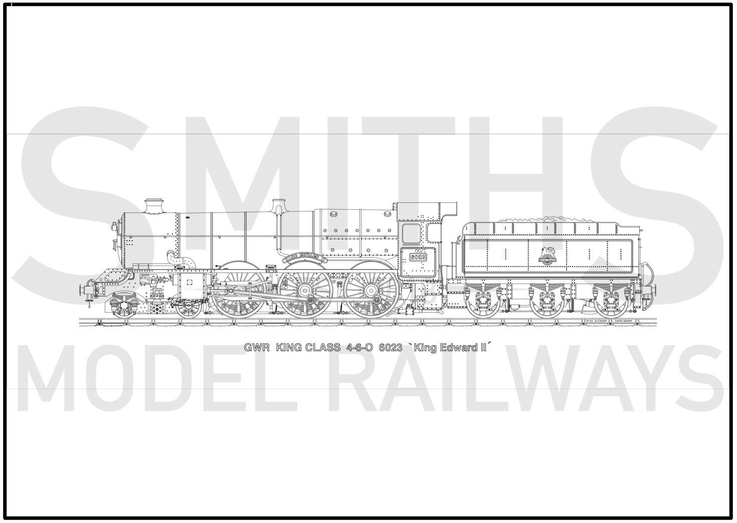 Lined Drawing 6a Gwr King Class 6023 King Edward Ii 594 X 209mm