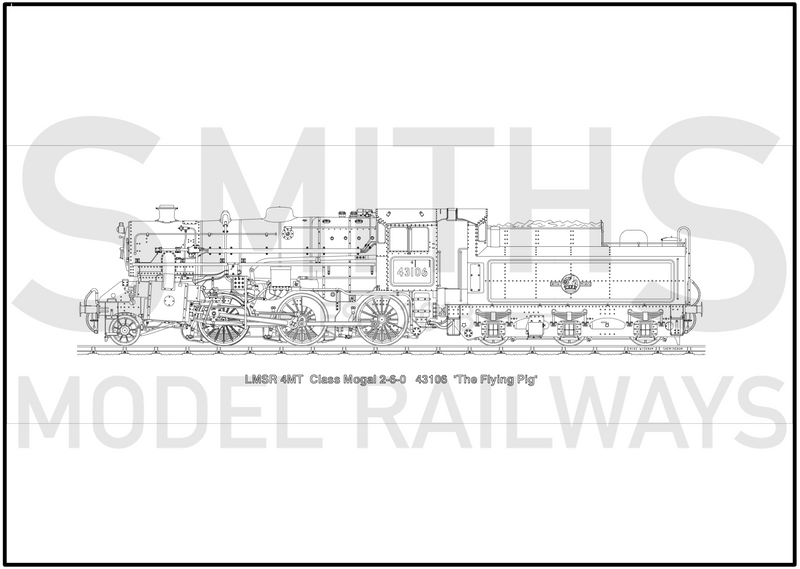 Lined Drawing (8A) LMSR 4MT Class Mogal 43106 The Flying Pig 594 x 209mm