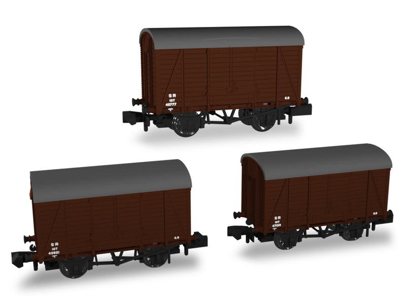 Rapido N SECR Wagons Pack 4 SR post-36 Livery 10t Covered Vans Dia.1426 - 942012