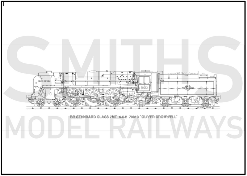 Lined Drawing (9A) BR Standard 7MT 70013 Oliver Cromwell 594 x 209mm