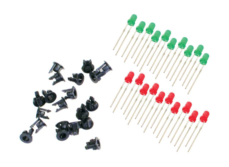 Peco PL-30 LEDS 10 Green 10 Red & 20 Panel Clips