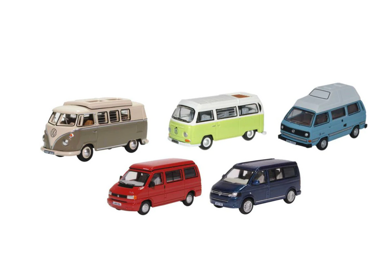 Oxford Diecast OO VW Camper T1,T2,T3,T4,T5 Set x 5 - 76SET67