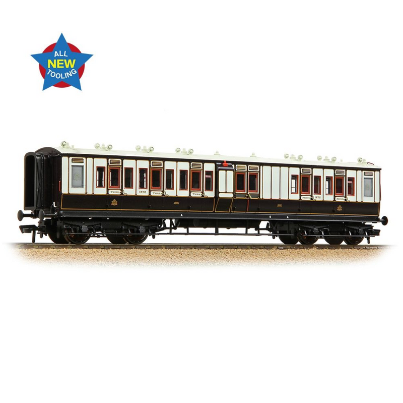 Bachmann OO LNWR 50ft Arc Roof Brake Composite Corridor LNWR Dark Claret & White - 39-880