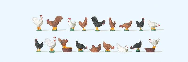 Preiser Chickens x 18 Figure Set - PR14168