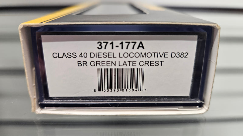 Graham Farish 371-177A Class 40 Diesel Locomotive D382 BR Green Late Crest, Boxed, Good Runner, Knocking Noise