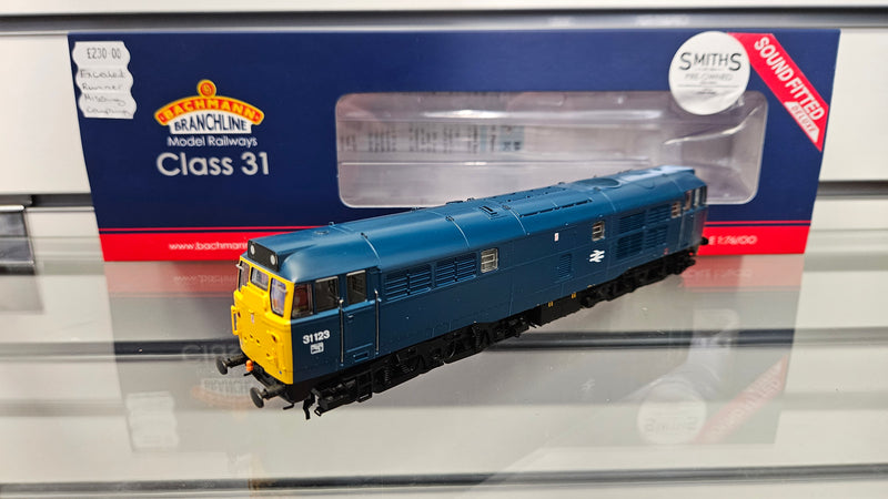 Bachmann 35-805SFX Class 31 123 BR Blue Deluxe DCC Sound, Boxed, Excellent Runner, Missing Auto Uncoupler