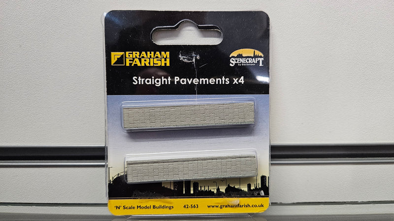 Graham Farish 42-563 Straight Pavements x 4, Boxed