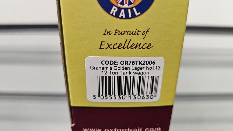 Oxford Rail OR76TK2006 Grahams Golden Lager No113 12 Tank Wagon, Boxed