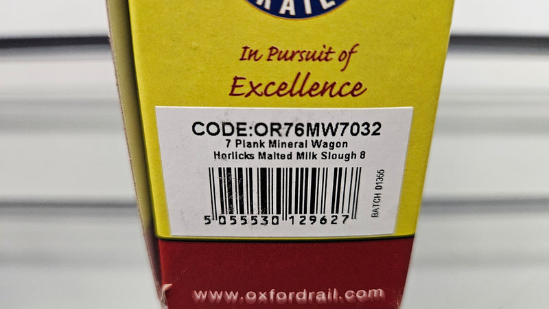 Oxford Rail OR76MW7032 7 Plank Mineral Wagon Horlicks Malted Milk Slough No.8, Boxed