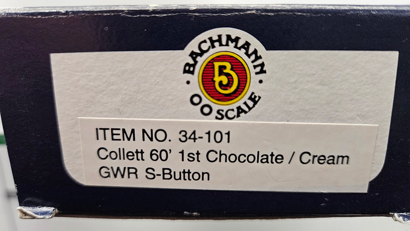 Bachmann 34-101 Collett 60 1st Chocolate & Cream GWR Shirt Button, Boxed