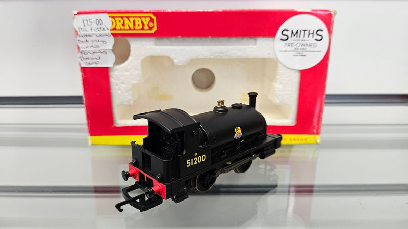 Hornby R2960 Class 0F BR Black 51200, Boxed, DCC Fitted, Motor Works But Only Works Forward, Doesn't Stop