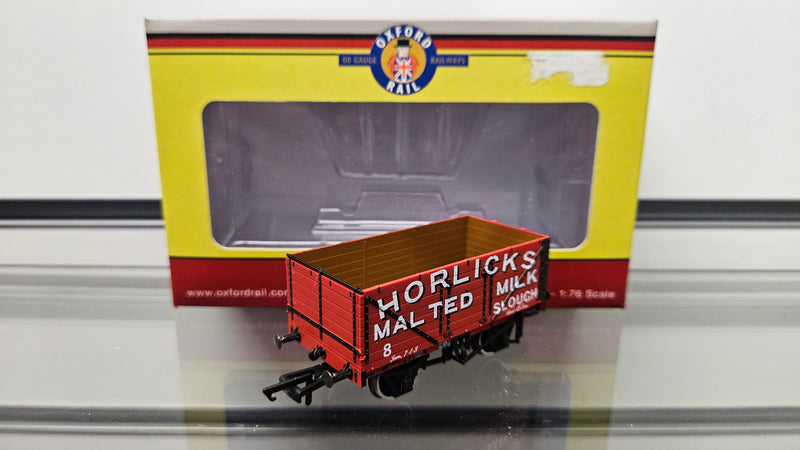 Oxford Rail OR76MW7032 7 Plank Mineral Wagon Horlicks Malted Milk Slough No.8, Boxed