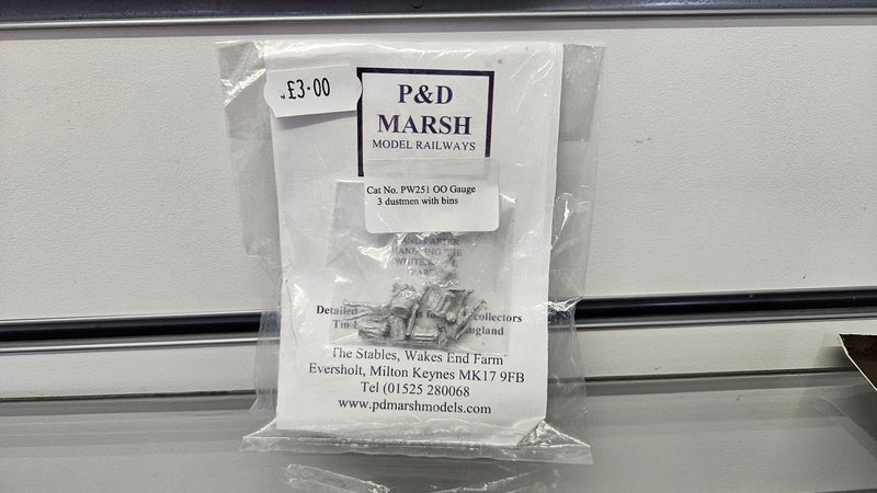 P&D Marsh OO PW251 3 Dustmen With Bins, Boxed