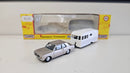 Classix OO EM76517 Bluebird Dauphine Caravan Why & Lilac Towed By Ford Zephyr, Boxed
