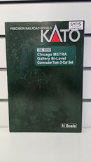 Kato N 106-8702 Chicago METRA Gallery Bi-level Commuter Train 3 Coach Add On Pack, Boxed