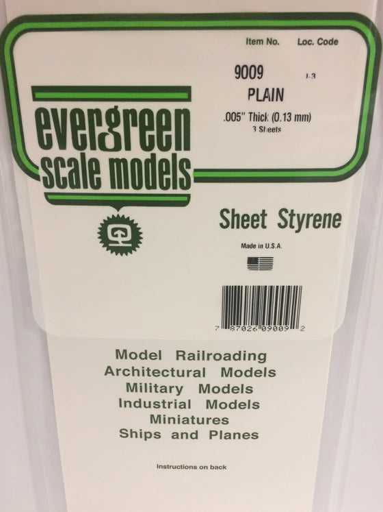 Evergreen 9009 Plain .005' Thick