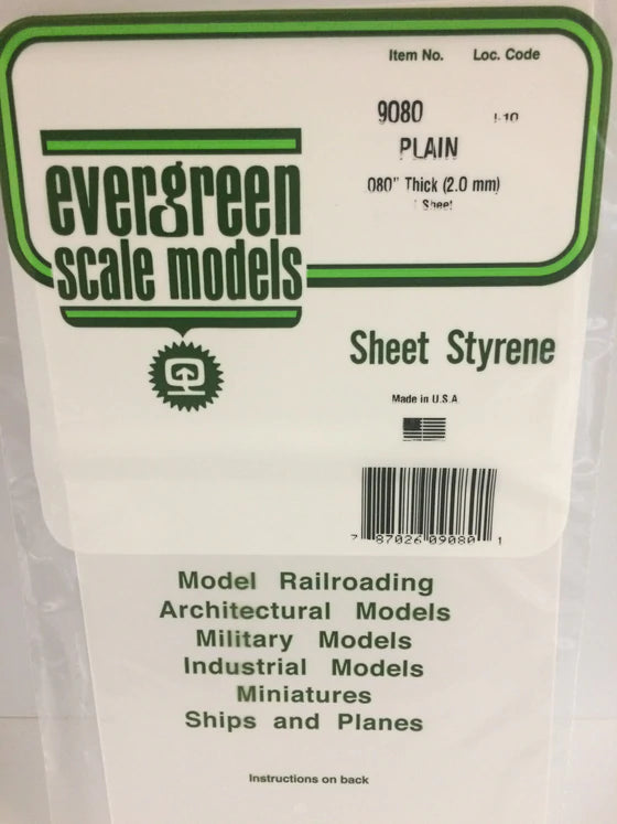Evergreen 9080 Plain .080' Thick