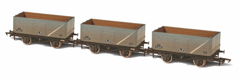 Oxford Rail 7 Plank Mineral Wagon Set BR Grey Weathered - 76MW7016