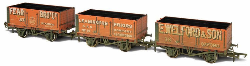 Oxford Rail 7 Plank Private Owner Wagon Set Weathered - 76MW7029