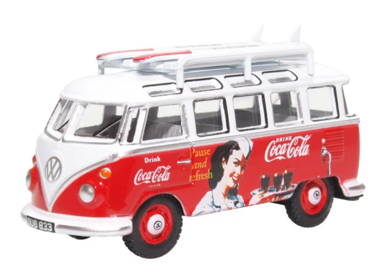 Oxford Diecast OO VW T1 Bus & Surfboards Coca Cola - 76VWS008CC