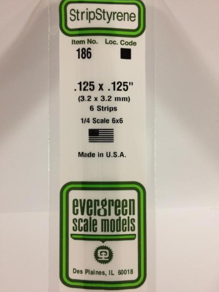 Evergreen 186 .125 x .125"