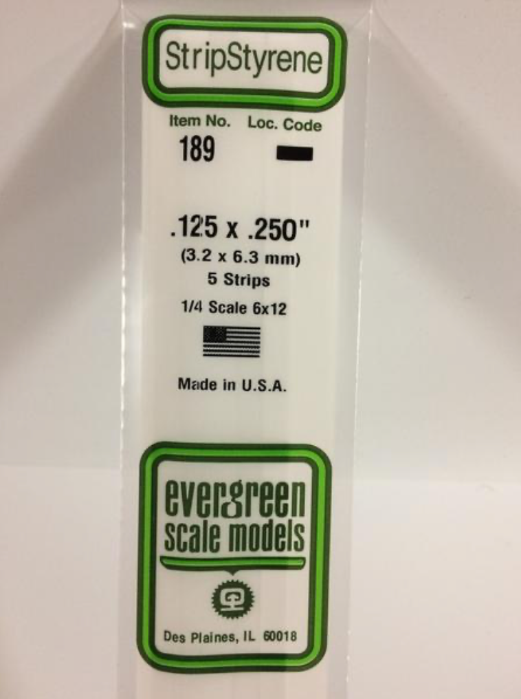 Evergreen 189 .125 x .250"