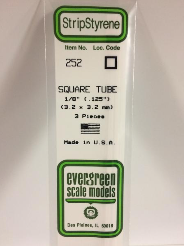 Evergreen 252 1/8" Square Tube