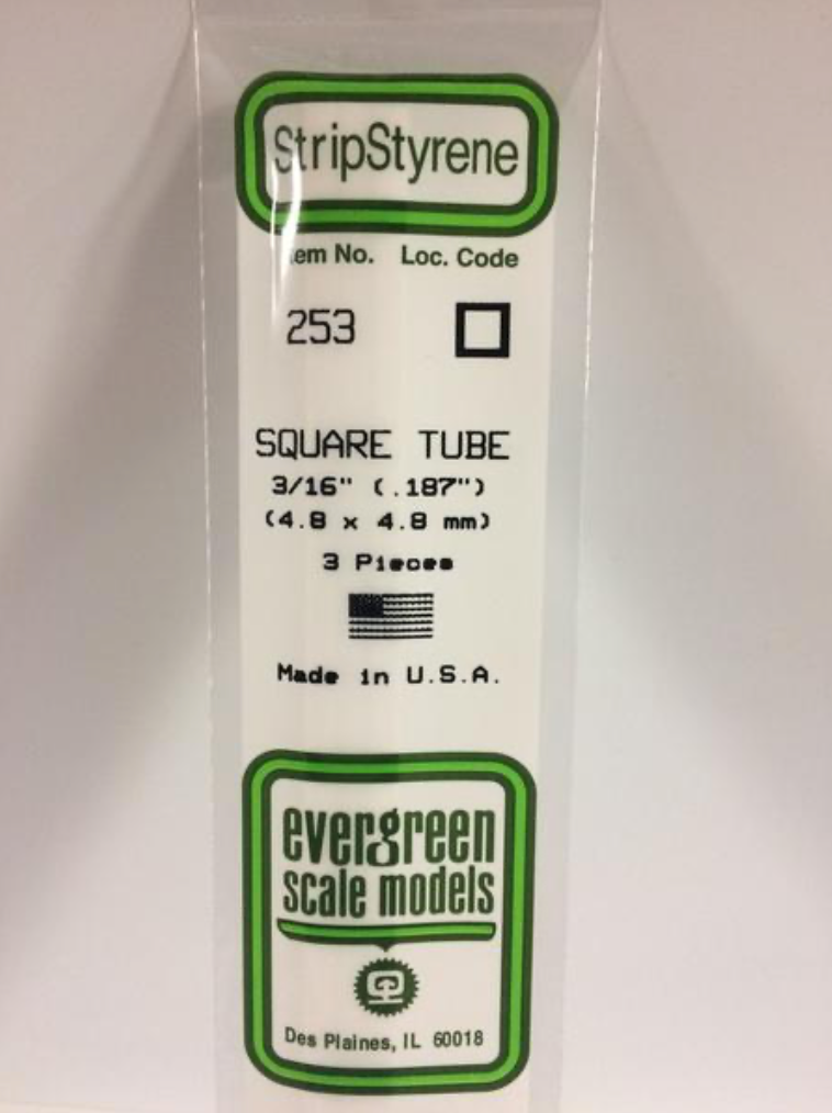 Evergreen 253 3/16" Square Tube