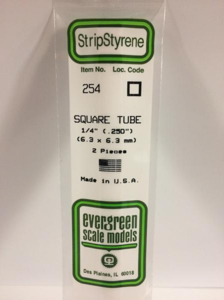 Evergreen 254 1/4" Square Tube