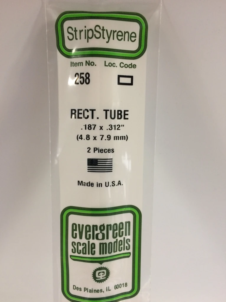 Evergreen 258 .187 x .312" Rectangular Tube