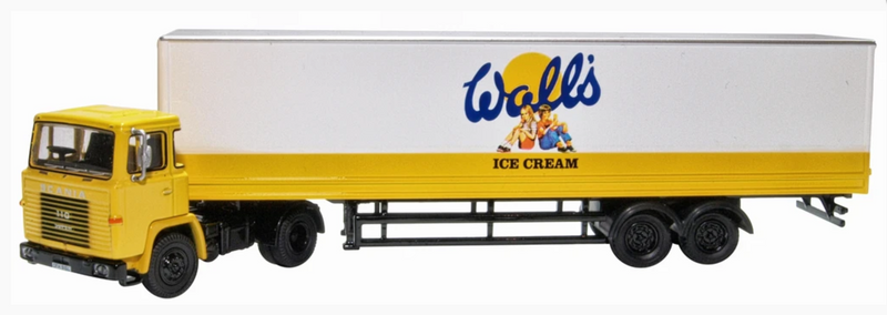 Oxford Diecast OO Scania 110 40ft Box Trailer Walls Ice Cream - 76SC110004