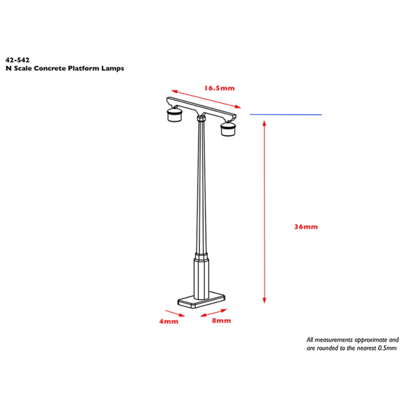 Graham Farish N Concrete Platform Lamps x 4 - 42-542