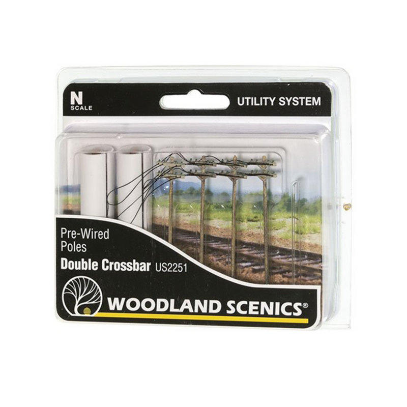 Woodland Scenics N Wired Poles Double Crossbar - WUS2251