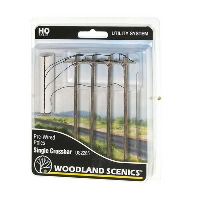 Woodland Scenics OO Wired Poles Single Crossbar - WUS2265