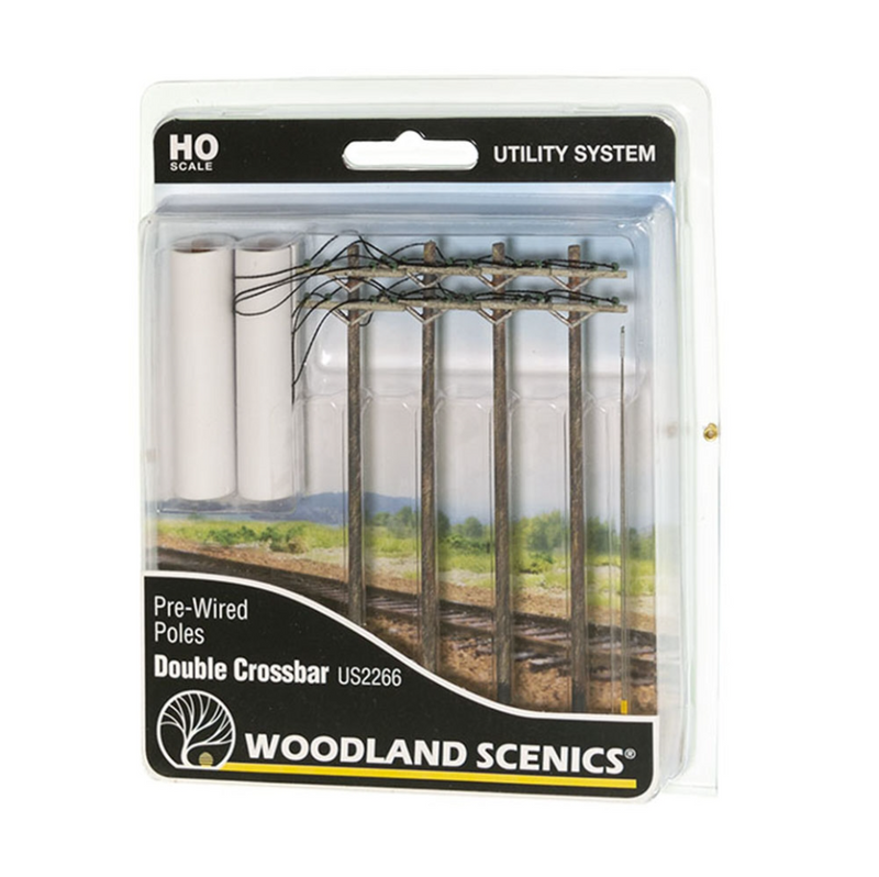 Woodland Scenics OO Wired Poles Double Crossbar - WUS2266