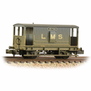 Graham Farish N MR 20T Brake Van with Duckets LMS Grey Weathered - 377-750A